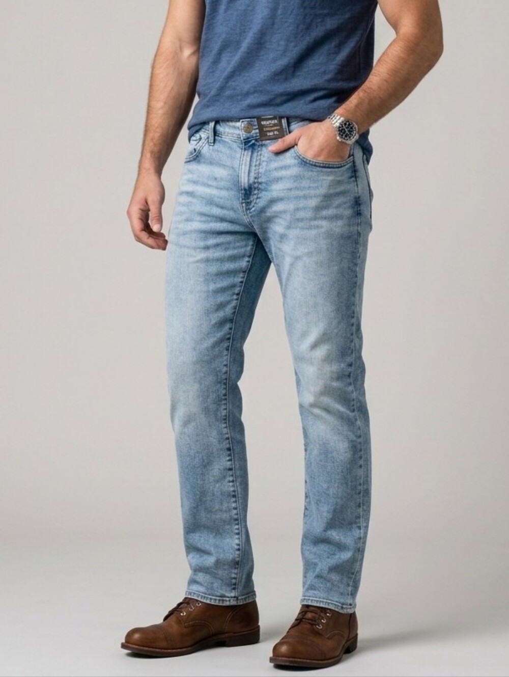 HUDSON Mens Jeans Blake Light Wash Straight Leg Denim 36/32